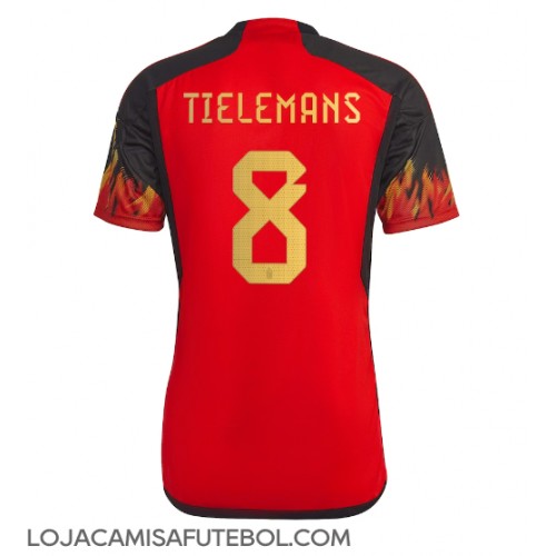 Camisa de Futebol Bélgica Youri Tielemans #8 Equipamento Principal Mundo 2022 Manga Curta
